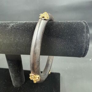 Stephen Dweck Wood Bangle 2.75" ID 3.5" w/ Brass Bee Accents VTG Designer